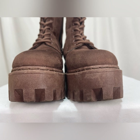 Rouge helium brown soft lace up platform combat style boots women’s size 8 - Picture 6 of 16